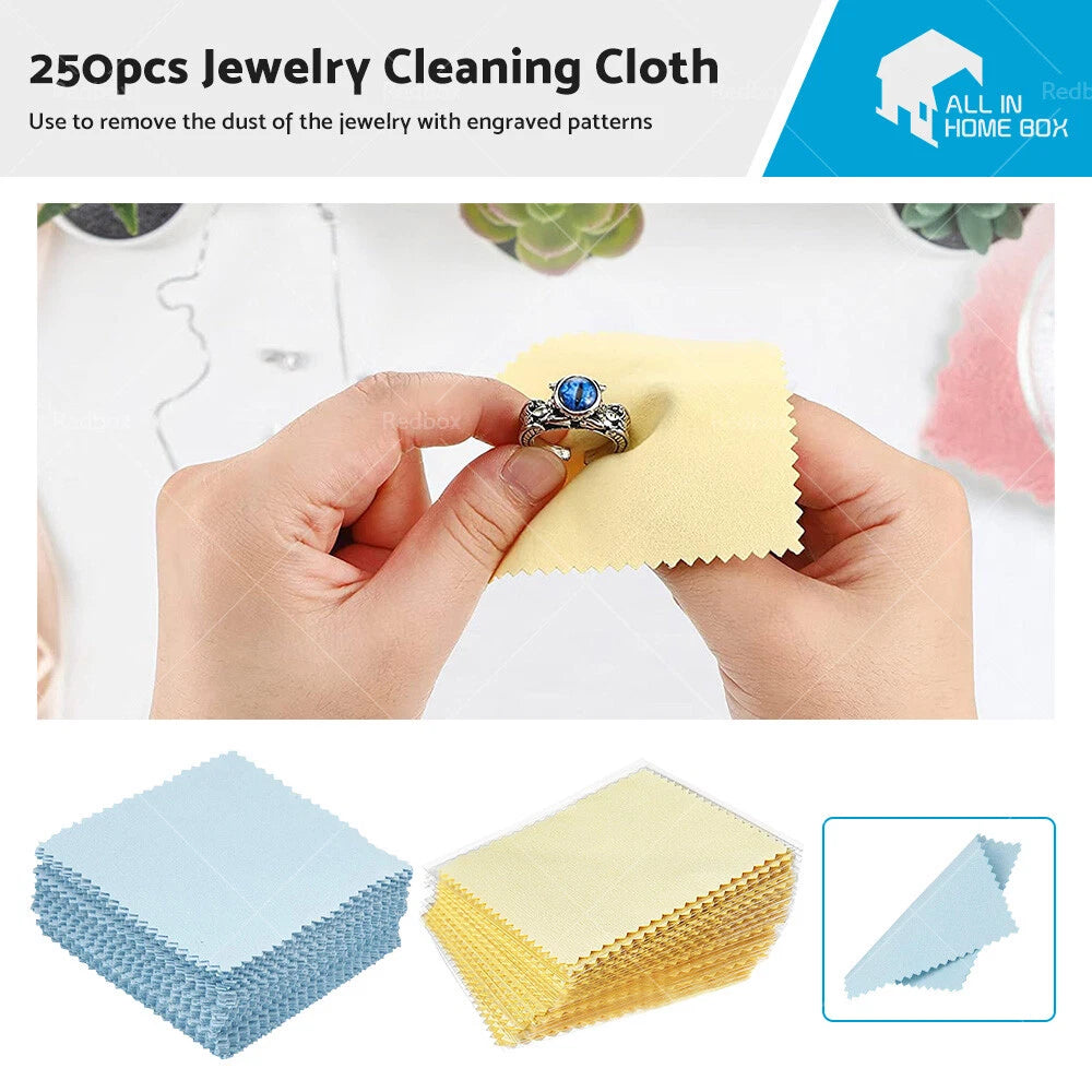 250PCS Jewelry Cleaning Cloth for Silver Gold Brass Coin Ring