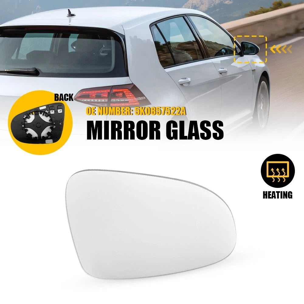 Heated Right Car Mirror Glass for Volkswagen Golf (2010–2014) 5K0857522A