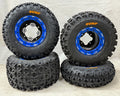 Set of 4 DWT G3 Black/Blue Beadlock Wheels & Sunf A027 Tires for Raptor 700/660 (2006–2023)