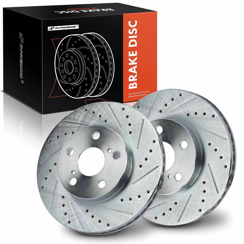 Front Drilled Brake Rotor for Toyota Prius (2010–2015) Lexus CT200h (2011–2017)