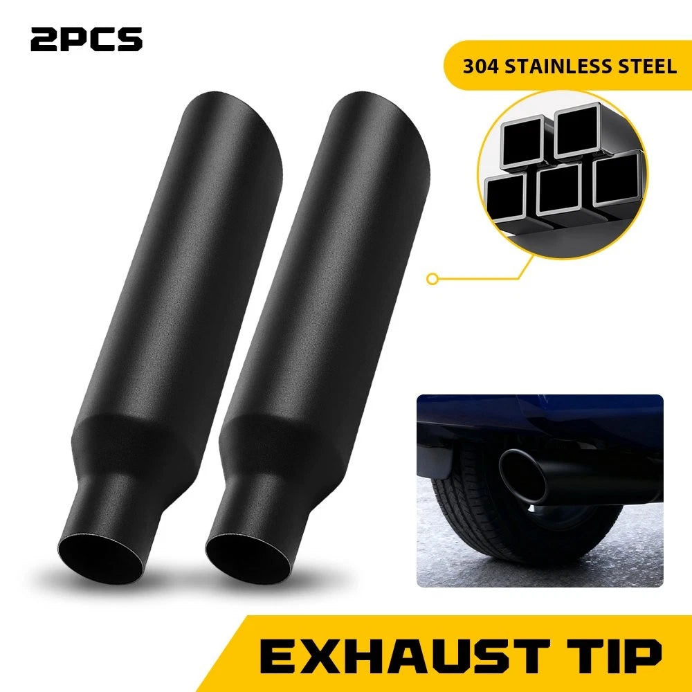 2X Stainless Steel Exhaust Tip 2.5" Inlet 4" Outlet for Universal Fit