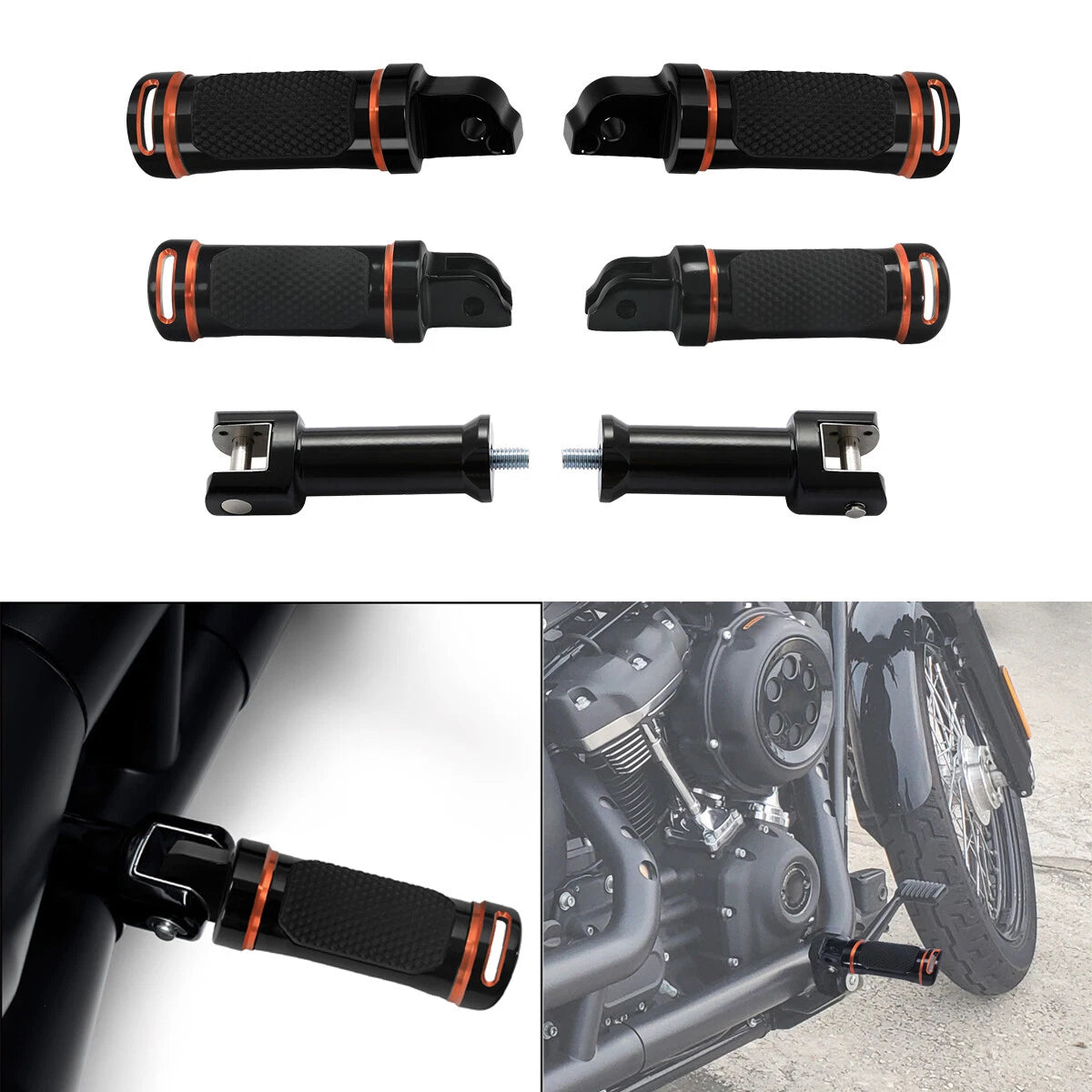 Driver Passenger Footpegs with Bracket for Harley Softail Low Rider Breakout (2018–2024)