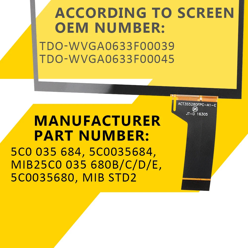 6.5" Touch Screen Digitizer for VW Skoda MIB STD2 (2016–2020)