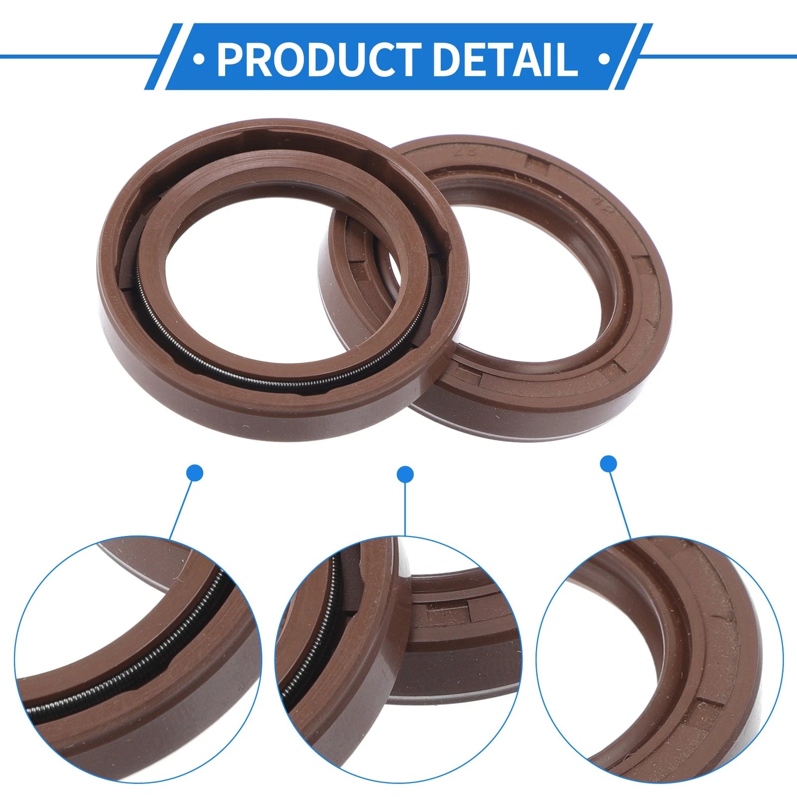 Set of 2 Oil Seal Rotary Shaft Seal FKM Rubber 28x42x7mm