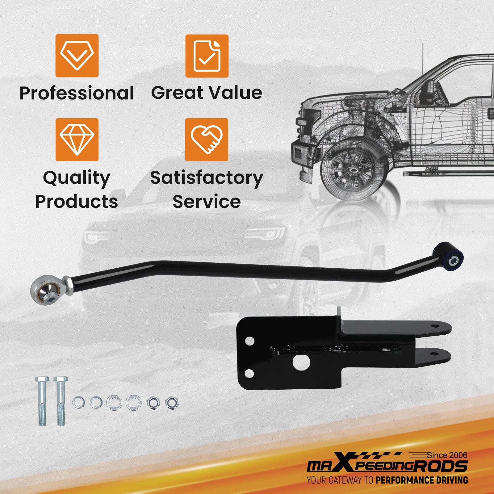Adjustable Front Track Bar for Jeep Cherokee XJ (1984–2001) w/4-6.5" Lift