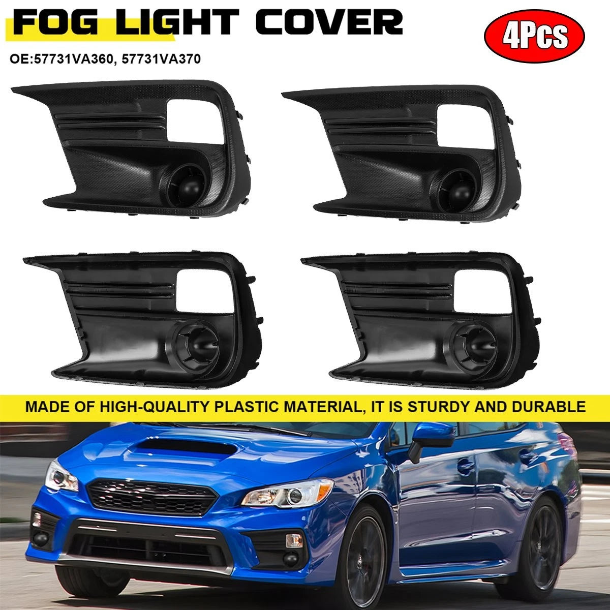 Set of 4 Fog Light Trim Cover Bezels for Subaru WRX STI (2018–2021)