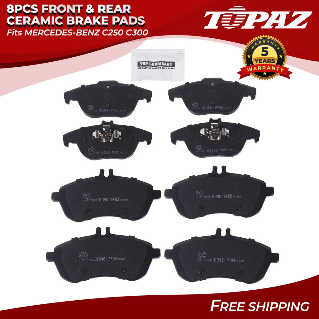 Set of 8 Ceramic Brake Pads for Mercedes-Benz C250 C300