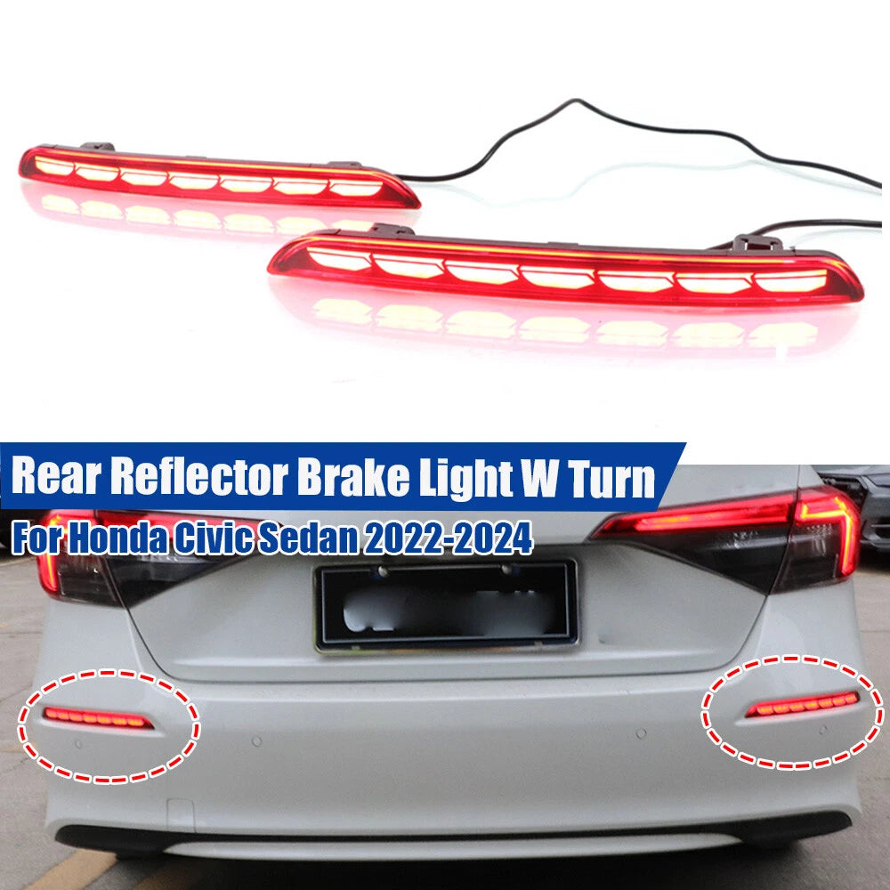 LED Rear Reflector Brake Light with Turn Signal for Honda Civic Sedan (2022–2024)