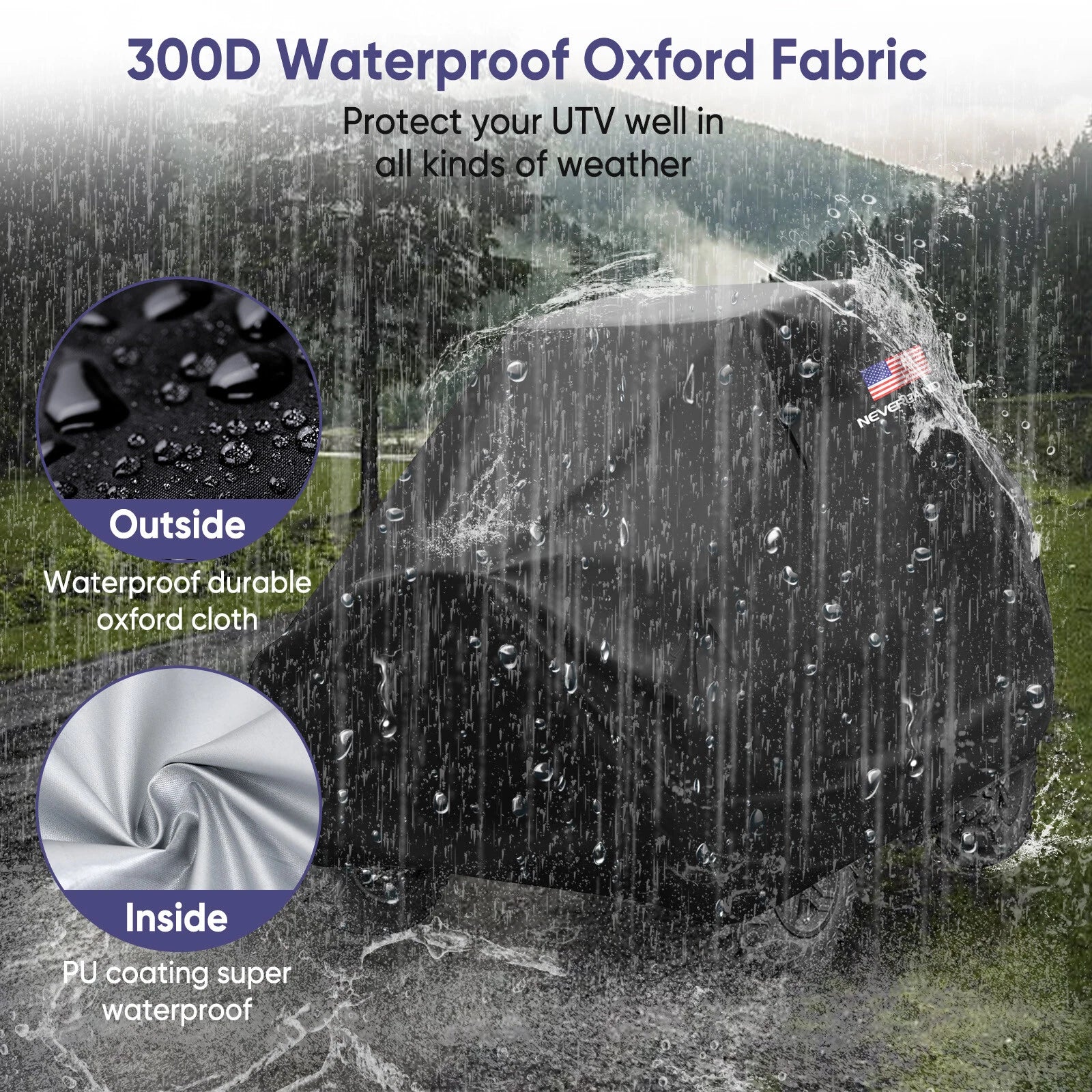 UTV Storage Cover for 2 Seater Side-by-Side (Rain Protector)