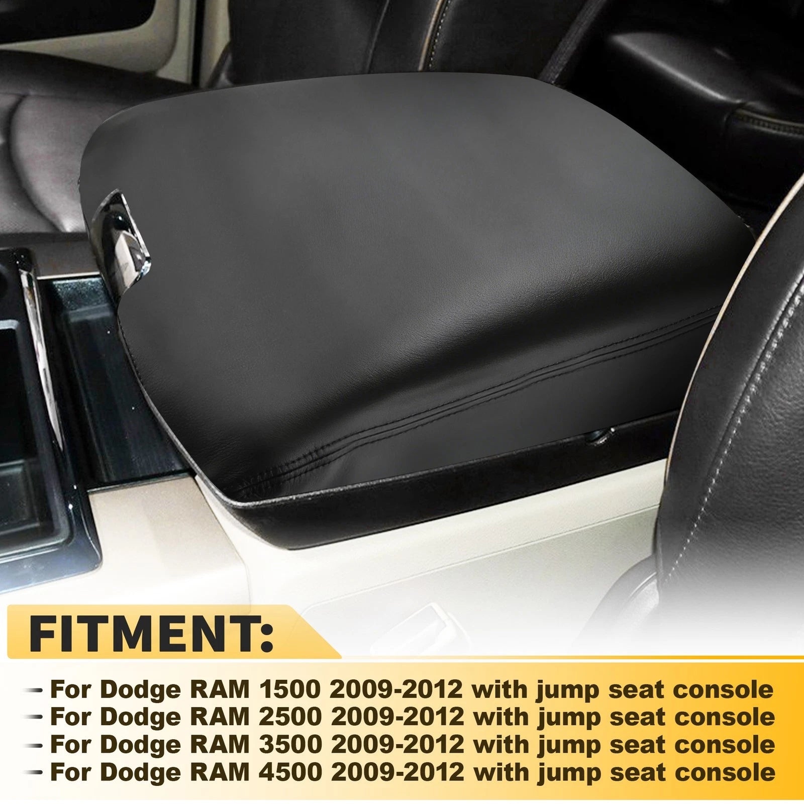 Leather Console Lid Armrest Cover for Dodge Ram 1500 2500 3500 (2009–2012)