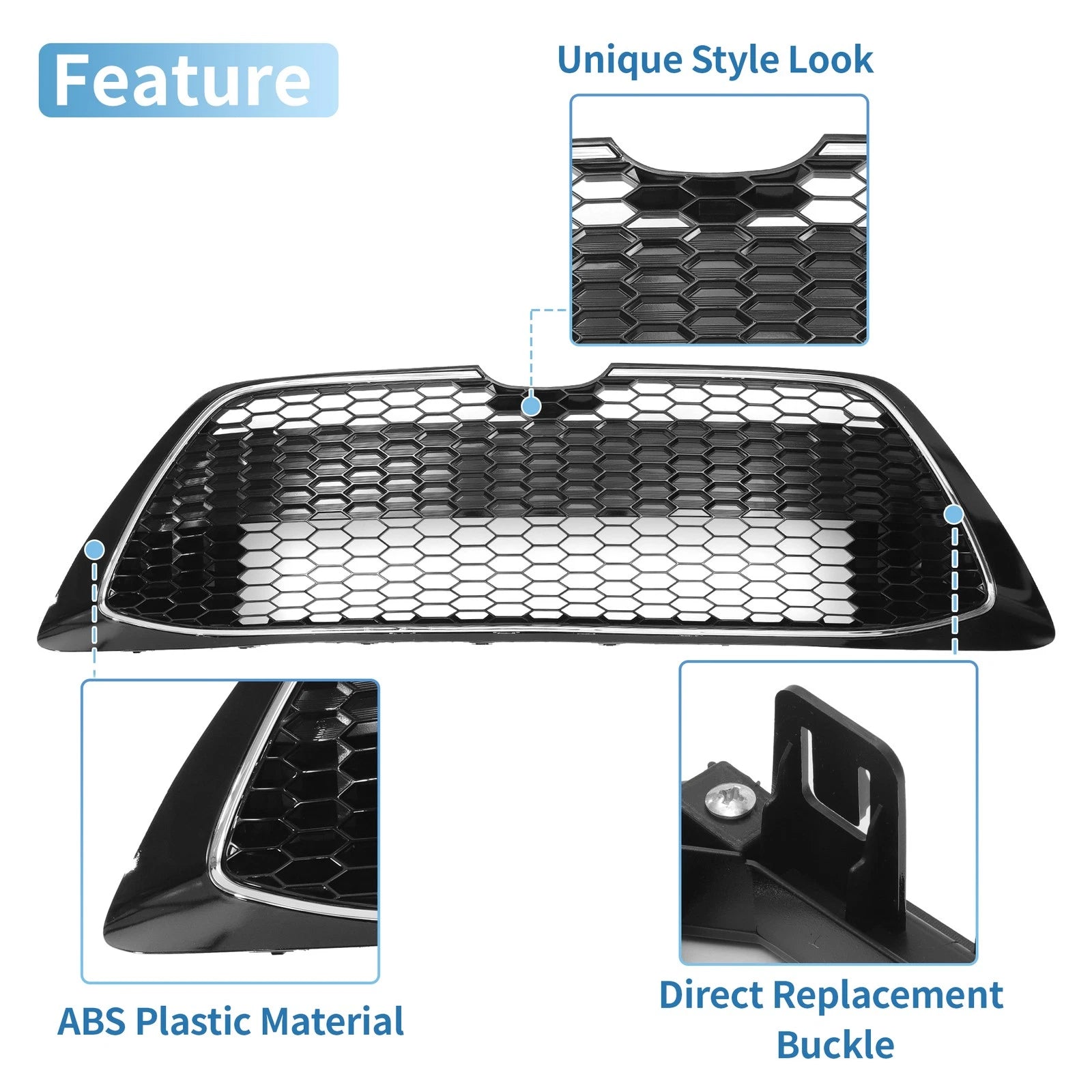 Front Lower Hood Bumper Grille for Toyota Corolla (2014–2019) - Chrome