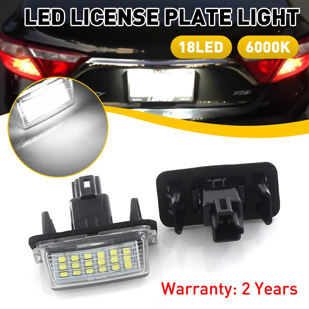 2pc 6000K White LED License Plate Light for Toyota Camry (2012–2017)