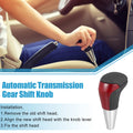 Gear Shift Knob for Toyota (Red Wood Grain, Black Faux Leather)