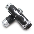 Custom Flame Chrome Hand Grip for Universal Motorcycle (1" 25mm Handlebar)