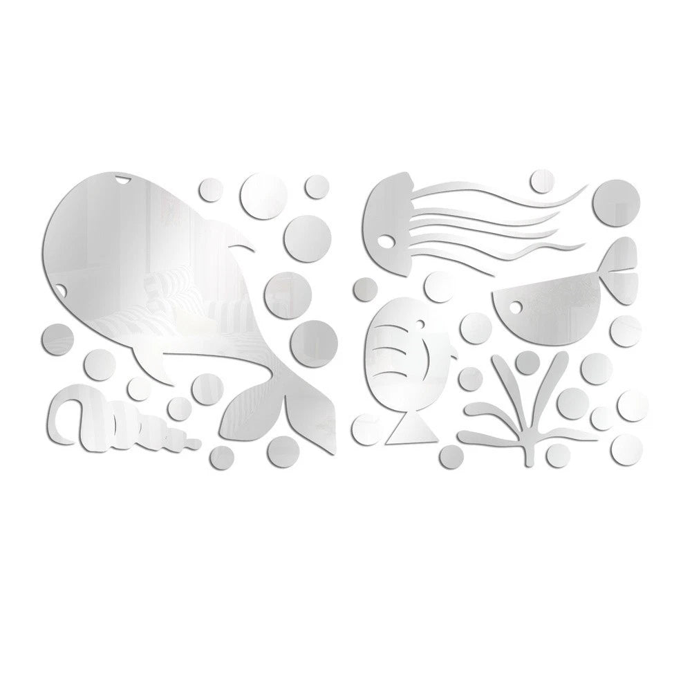 Acrylic Sea Fish Mirror Wall Sticker for Indoor Walls (Easy Install)
