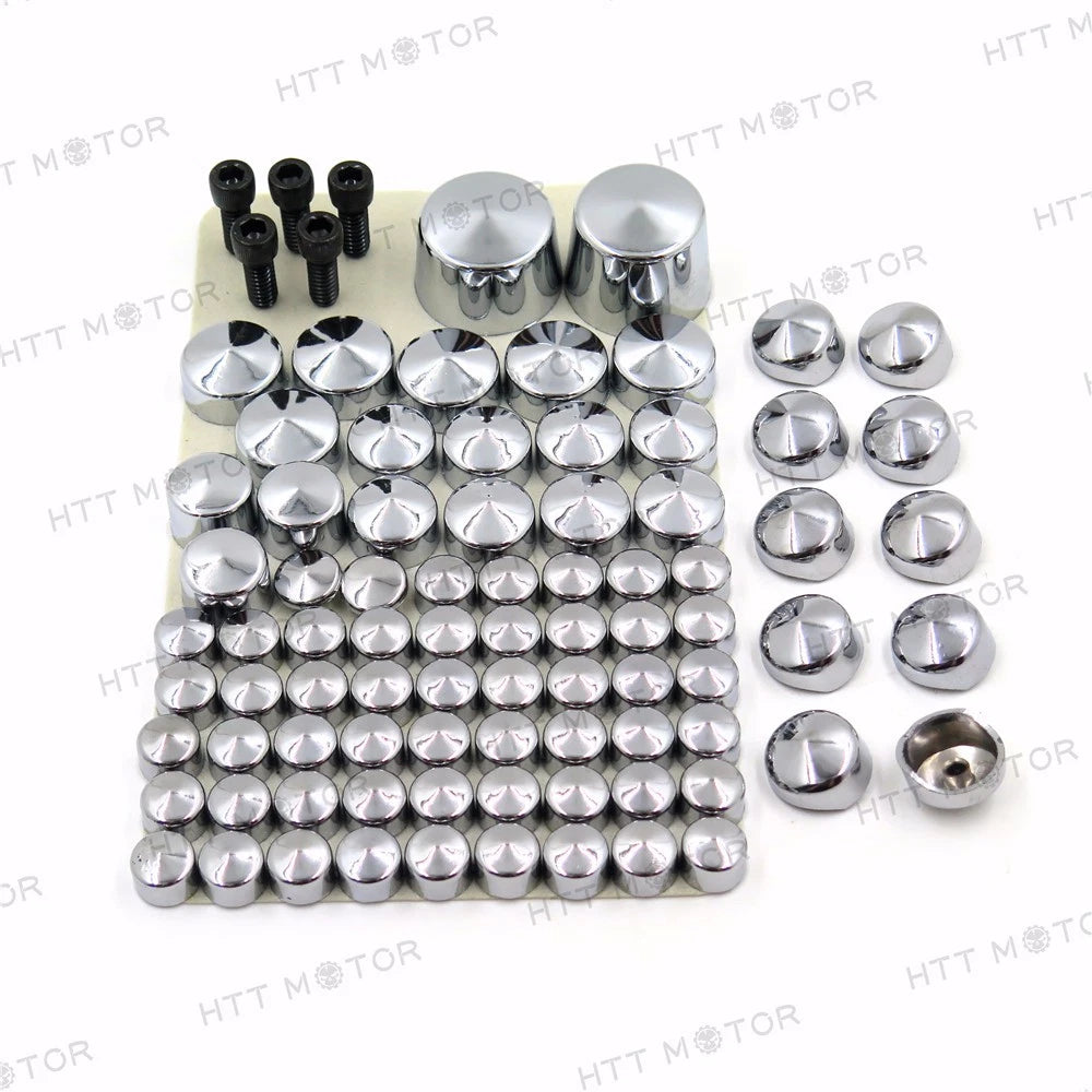 Set of 4 Bolts Toppers Caps for Harley Softail Twin Cam (2007–2010) Chrome
