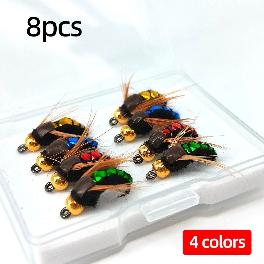 8Pcs Fly Fishing Lures for Bass and Trout (Realistic Imitation, 4.2cm)