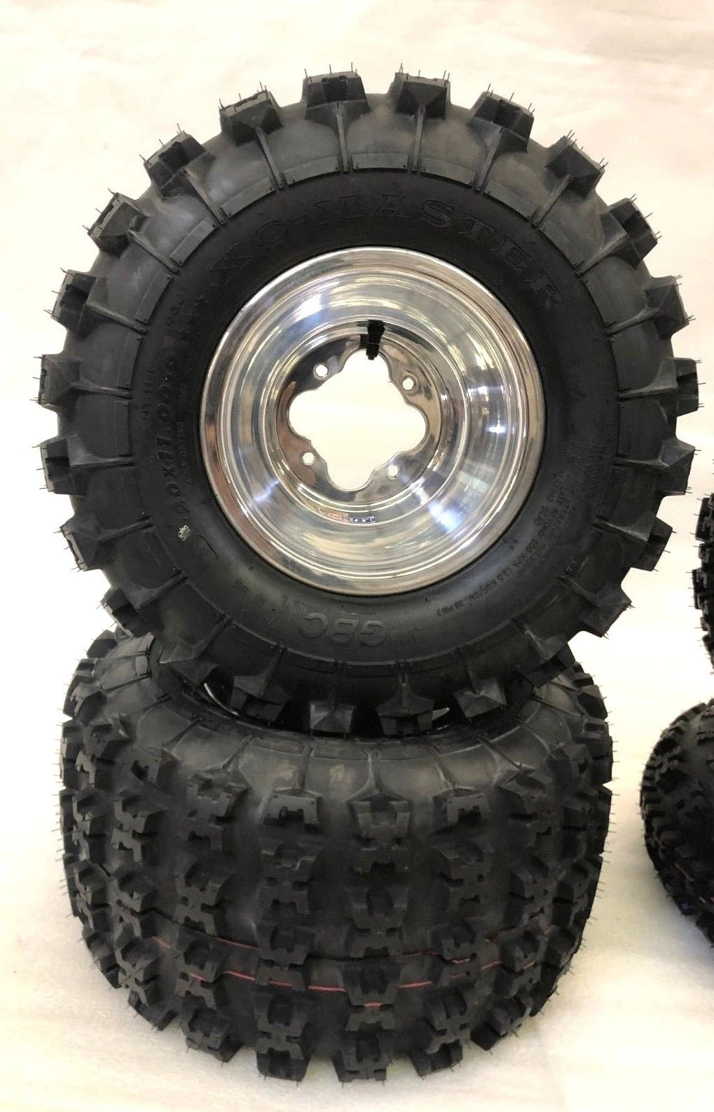 Set of 2 GBC XC Master Tires + DWT A5 Polished Rims for Honda TRX450R TRX250R TRX400EX (2004–2009)