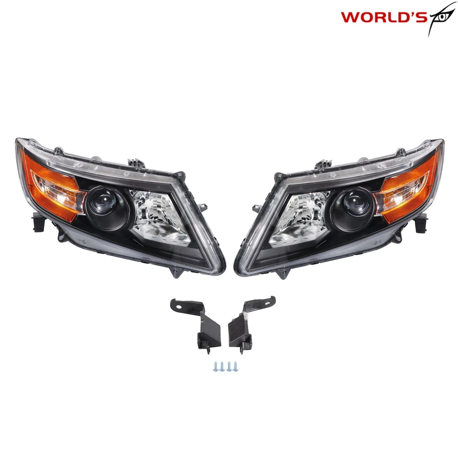 Halogen Front Headlights for Honda Odyssey (2011–2017) Black Amber Pair