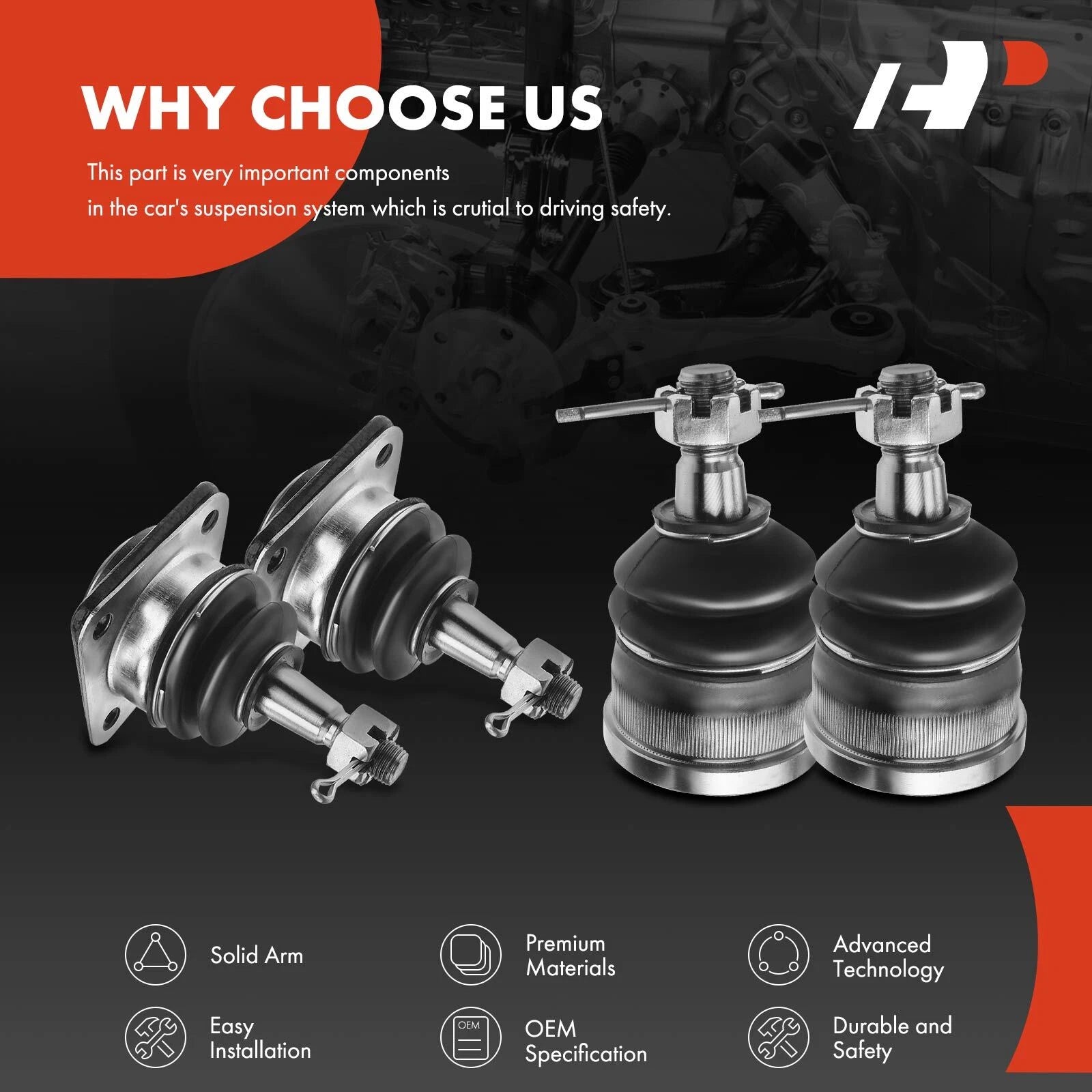 Set of 4 Front Upper & Lower Ball Joints for Chevrolet Camaro (1993–2002)