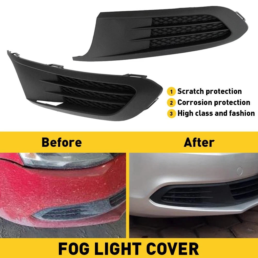 Set of 2 Fog Light Lamp Hole Covers with Chrome Trim for Volkswagen Jetta (H)