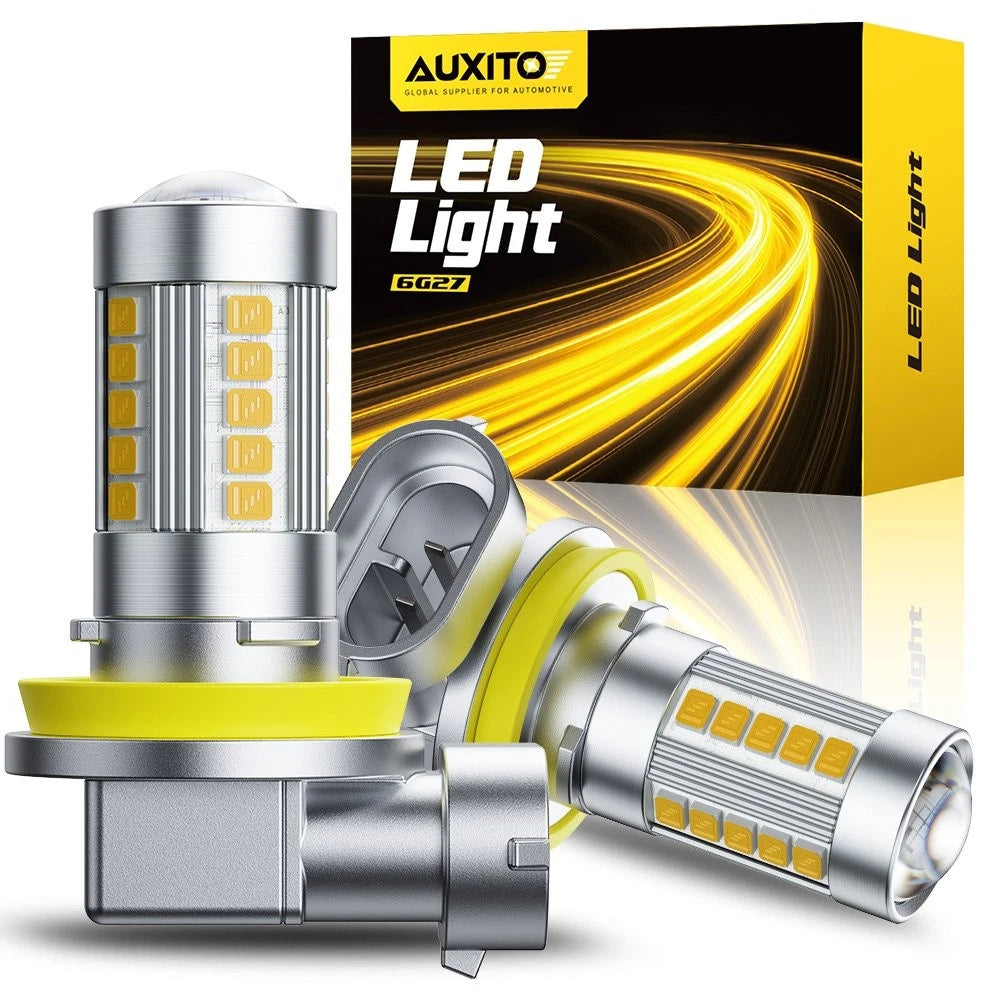 2X AUXITO H11 H9 H8 LED Fog Driving Light Bulbs 5000LM 3000K Golden Yellow