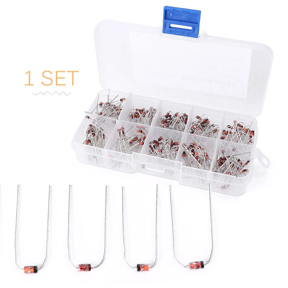 200 PCS 1W Zener Diode Kit for Assorted Applications (1N4738-1N4748, 8.2V-22V)