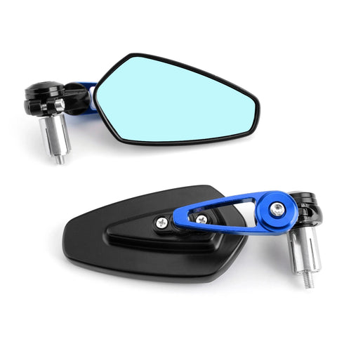 1 Pair 7/8" Blue Rear View Handle Bar End Side Mirrors for Motorcycle