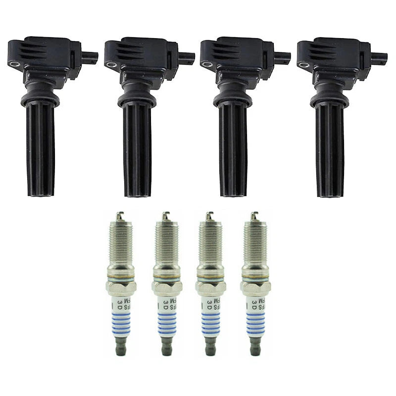 Set of 4 Ignition Coils + 4 Spark Plugs for Ford Fusion Focus Taurus (2013–2017) UF670