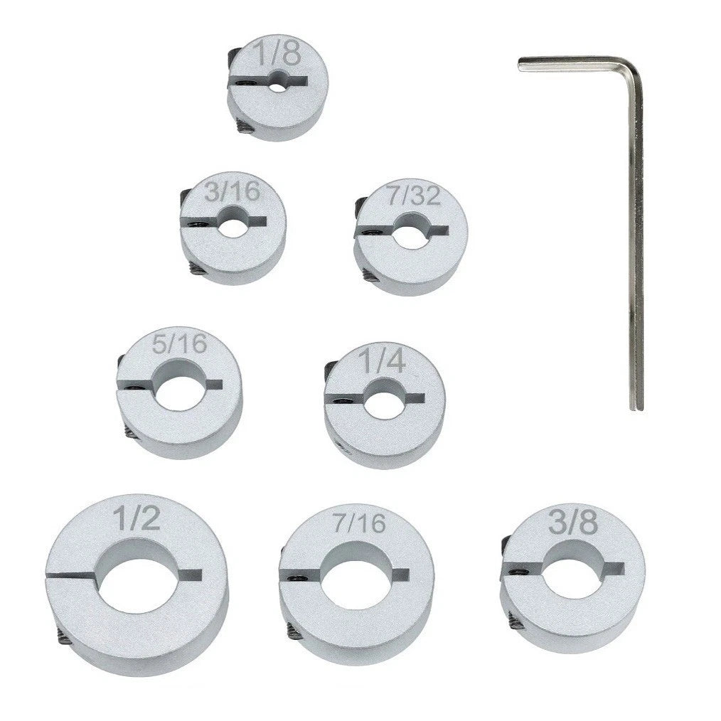 8Pcs Metal Drill Stop Collar Set for Precise Wood Drilling