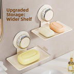 2X Suction Cup Soap Holder Wall Mounted Storage Shelf for Bathroom