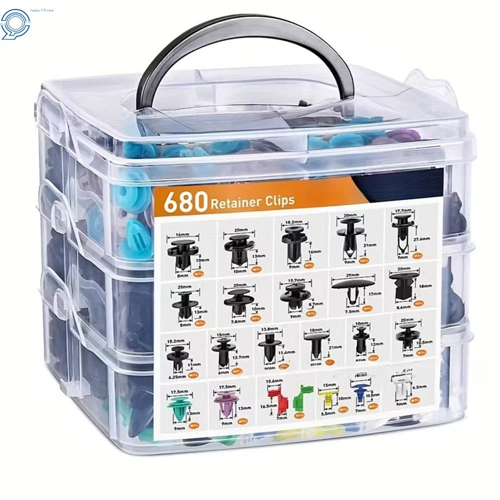 680 Pcs Car Push Retainer Clips for Universal Fit (6-10mm Holes)