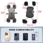 Anti-Shake Motorcycle Phone Holder with Vibration Dampener for Universal Fit