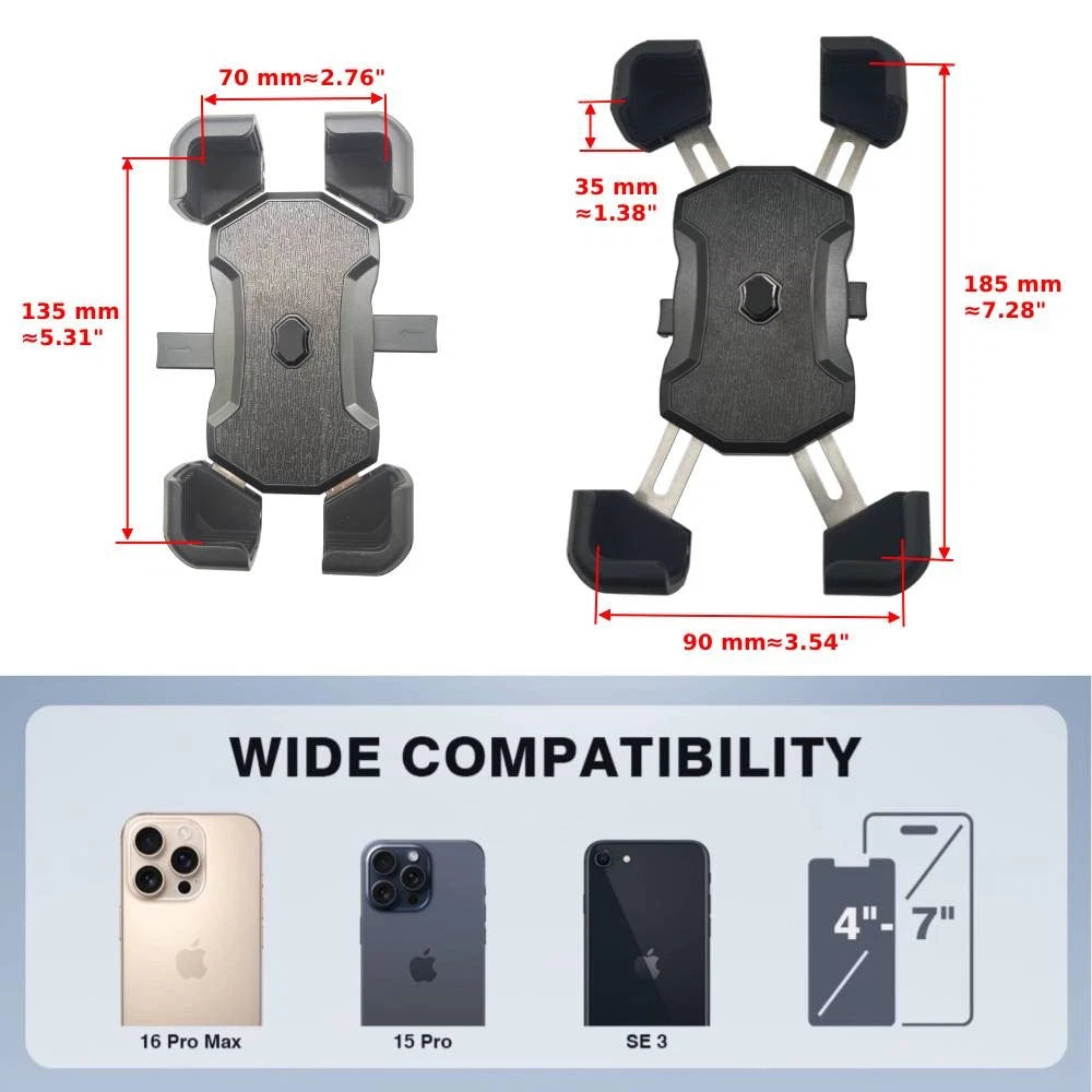 Anti-Shake Motorcycle Phone Holder with Vibration Dampener for Universal Fit