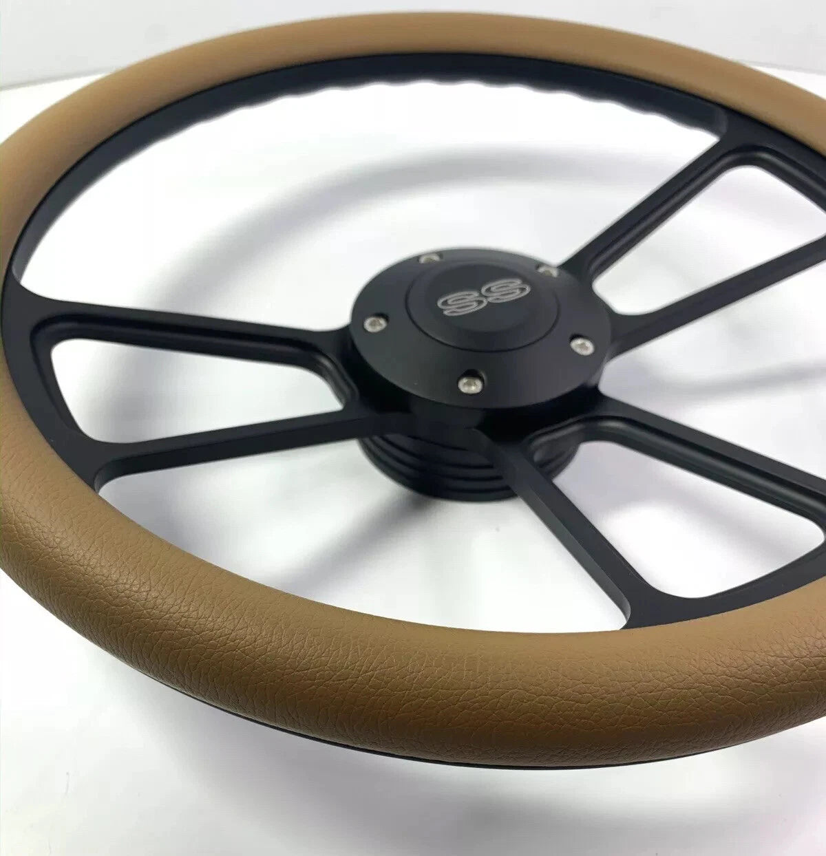 Steering Wheel Cover Tan Half Wrap for 14 Inch Black Wheel (Universal)