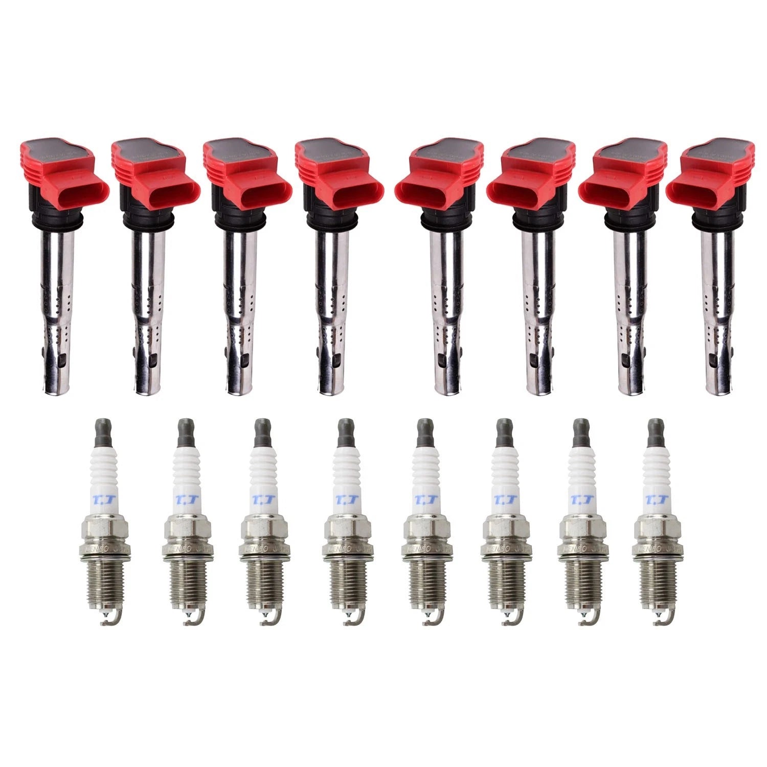 Set of 8 Ignition Coils & Denso Platinum TT Spark Plugs for Audi S5 (2008)