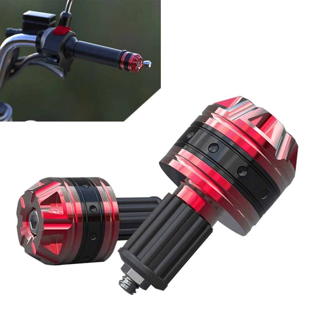 Handlebar Grips Bar End Cap Plugs for Motorcycle (Aluminum, Red)