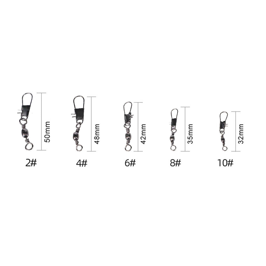 200pcs Fishing Swivels Hook Connectors for Rivers Lakes Marine Use