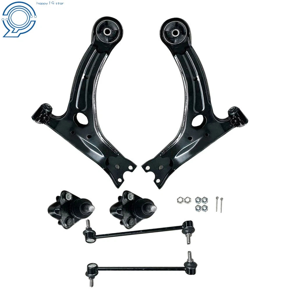 Set of 6 Front Lower Control Arms with Ball Joints for Toyota Corolla (2003-2008)