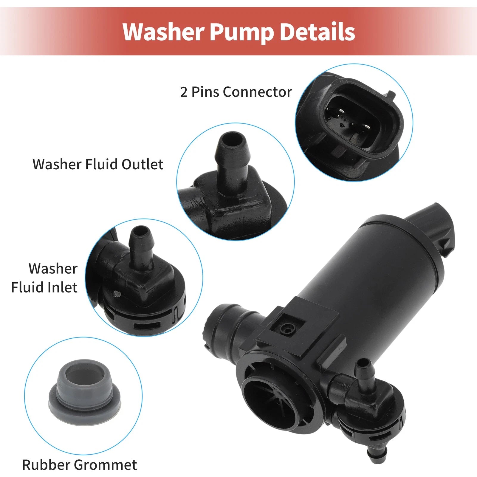 Windshield Washer Pump for Honda CR-V (2017–2022) No.76806TLAC01