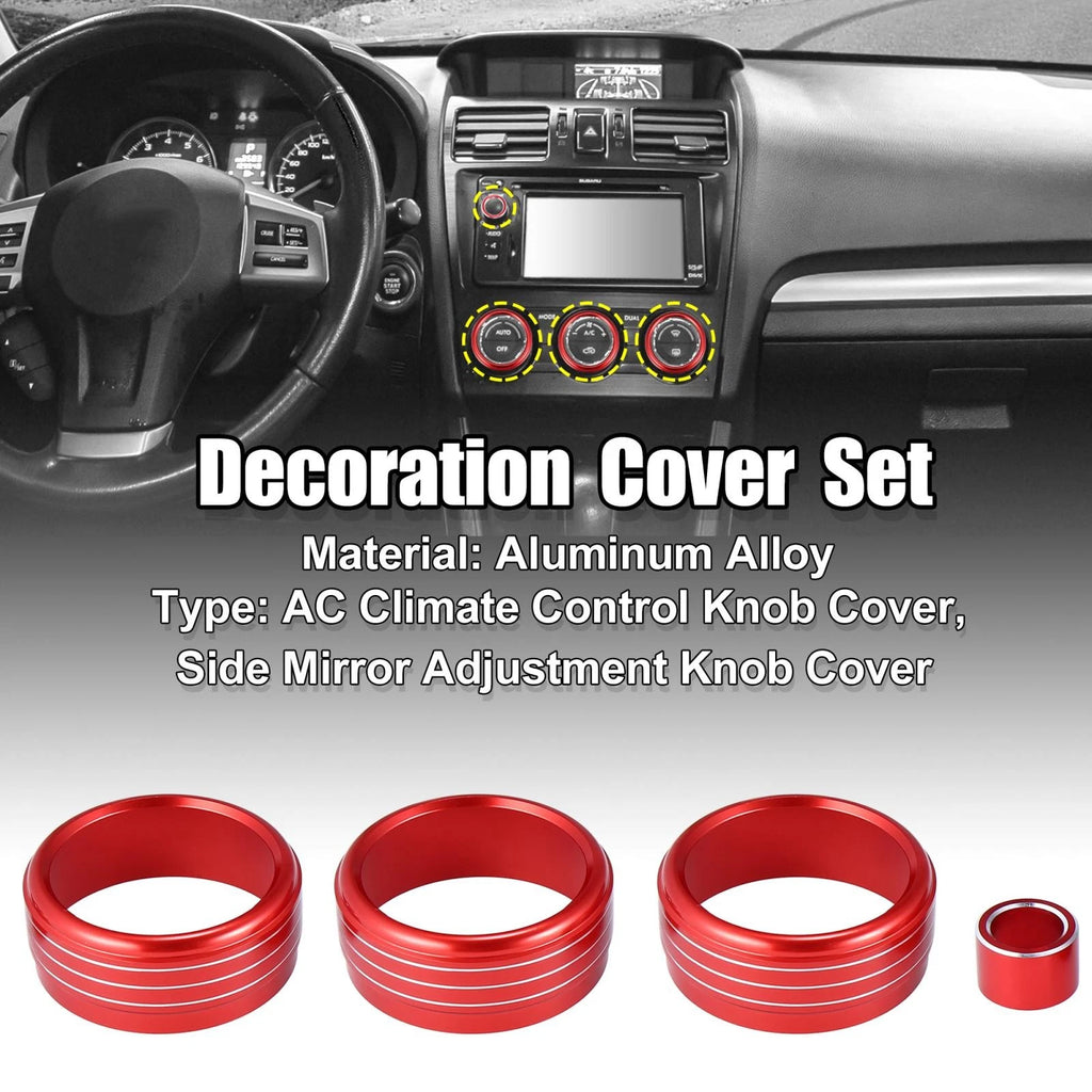 Set of 2 AC Climate Control Side Mirror Adjustment Knob Covers for Subaru WRX STI (2015–2021) Red