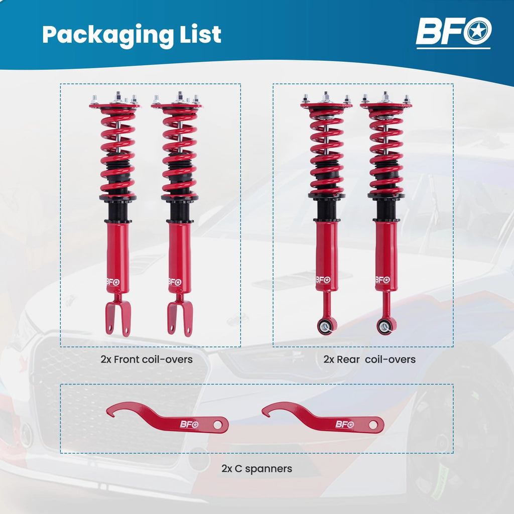 BFO Adjustable Coilovers Struts Lowering Kit for Lexus LS460 (2007–2016) RWD