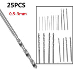 25pcs HSS Spiral Small Drill Bits for Iron Steel Copper Aluminum (0.5mm-3mm)