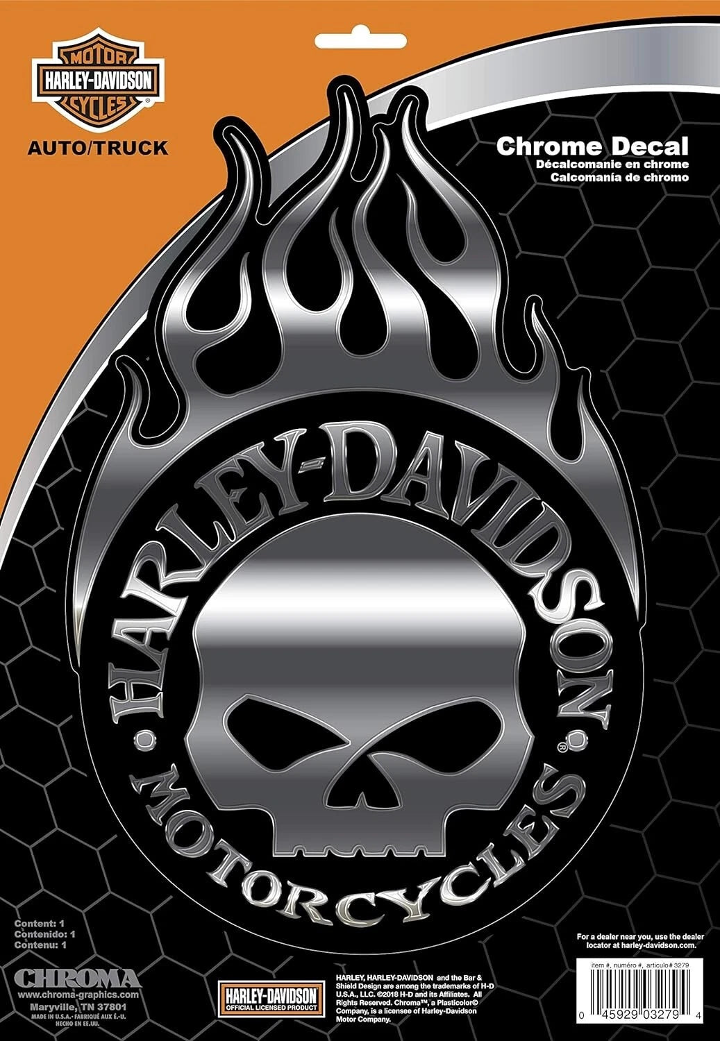 Skull Classic Emblem Decal for Harley-Davidson (1 Pack) Chroma 003279