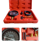 Fuel Pump Pressure Tester and Vacuum Gauge Kit with Spare Adapters for Cars