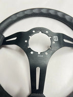 Steering Wheel 14 Inch Black Leather Slotted 6 Hole for Universal Use (—)