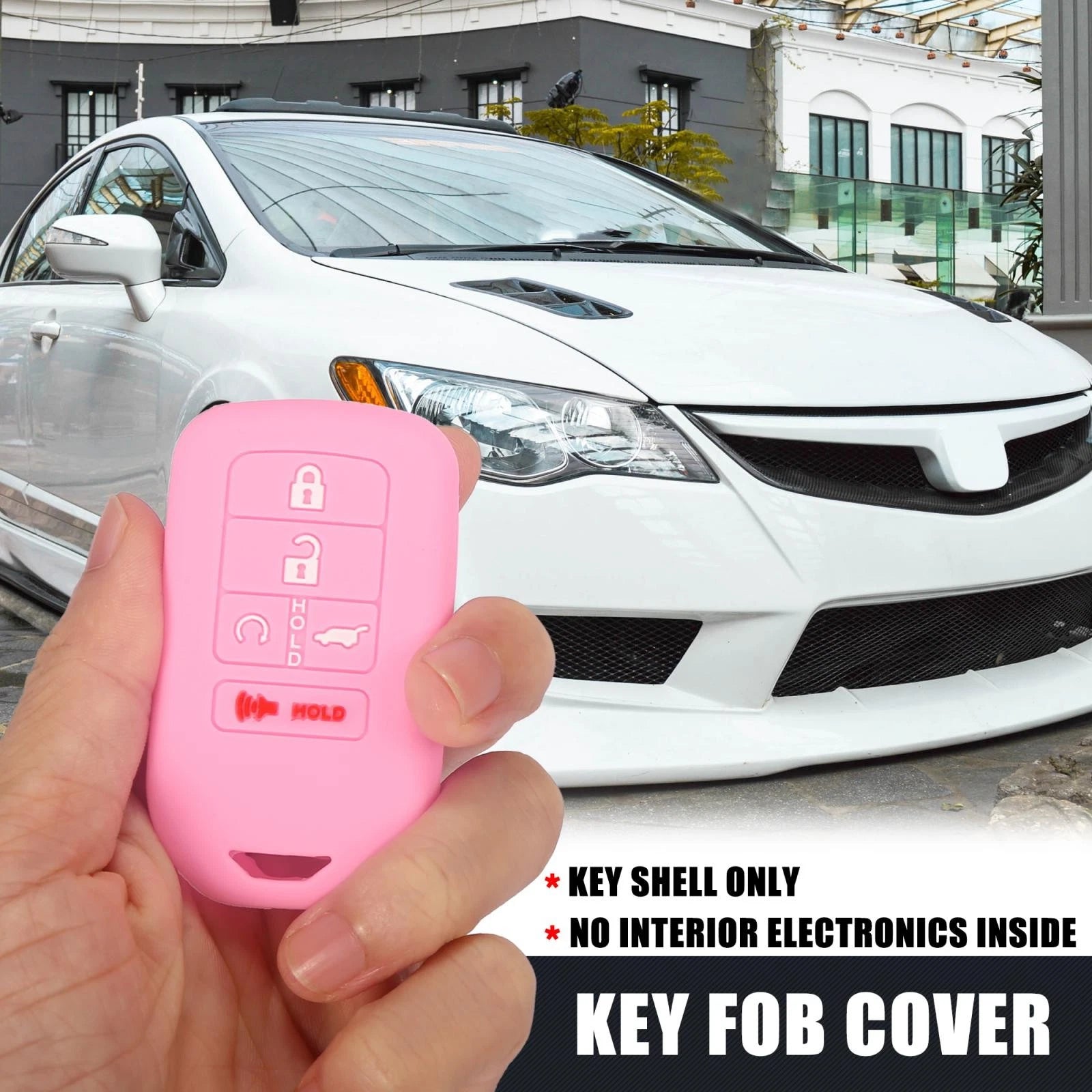 Car Key Fob Cover 5 Button for Honda Accord Civic CR-V (2010–2023) Pink