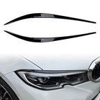 Black ABS Plastic Headlight Eyebrow Eyelid Cover for BMW 3 Series (2019–2021)
