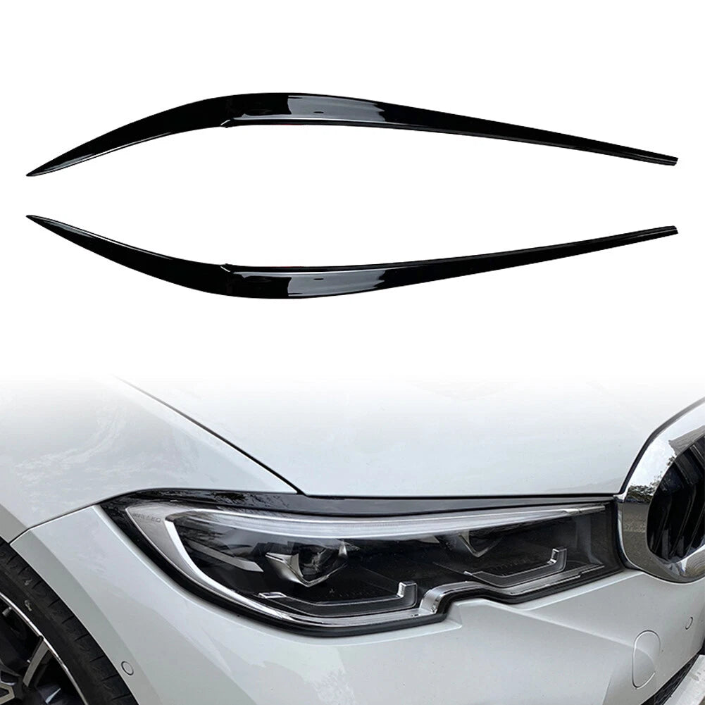 Black ABS Plastic Headlight Eyebrow Eyelid Cover for BMW 3 Series (2019–2021)