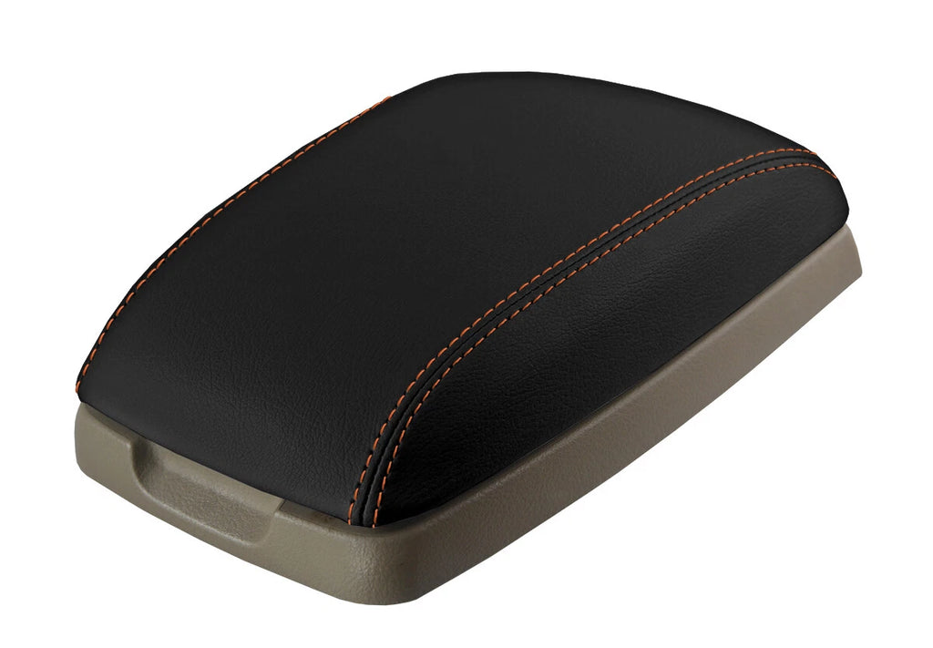Leather Console Lid Armrest Cover for Kia Sorento (2004–2009) Orange Stitch